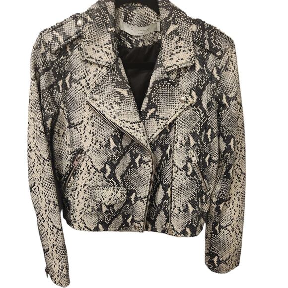 IRO Ashville snakeskin leather moto jacket size 8 - Picture 4 of 7
